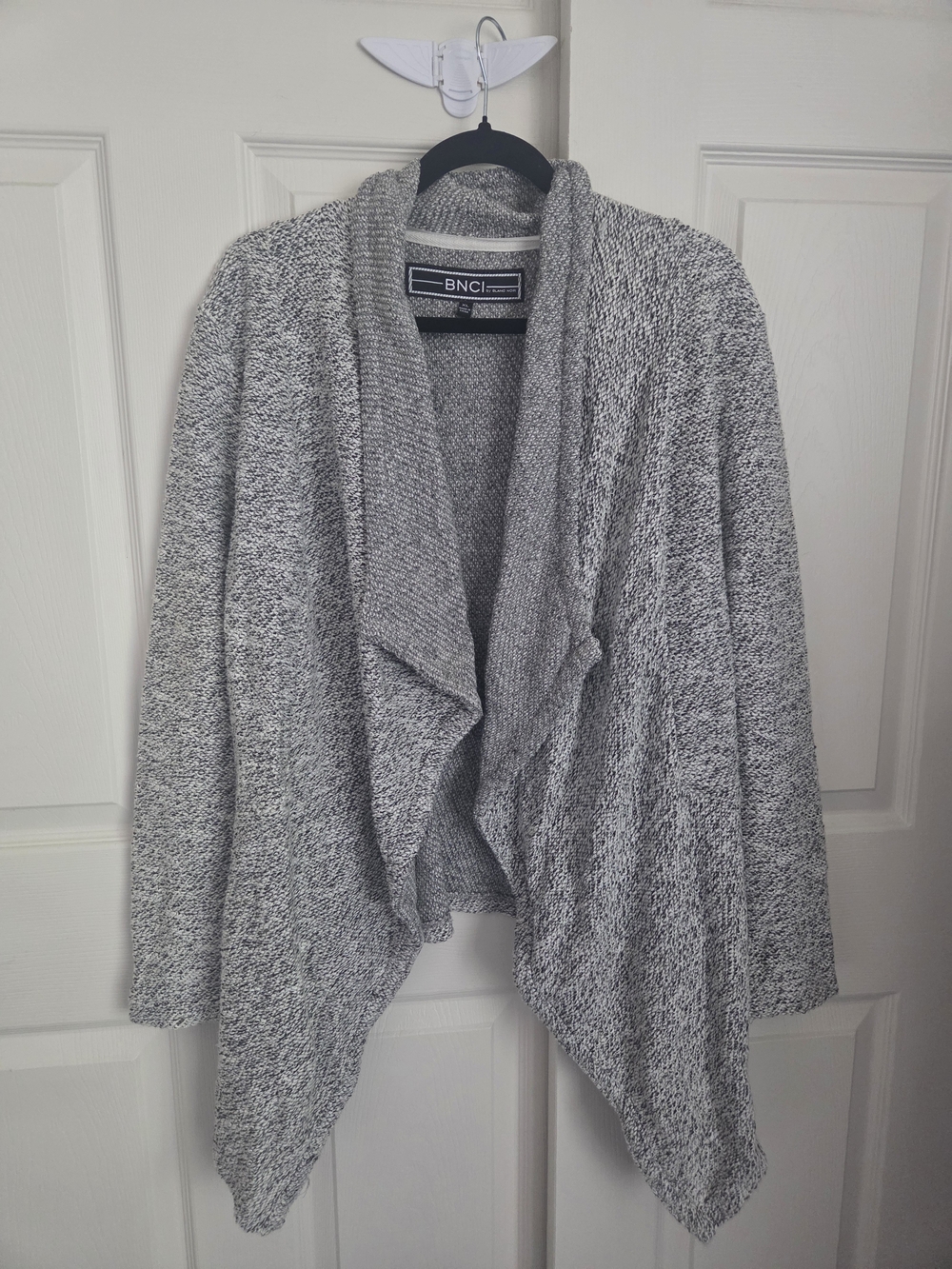blanc noir Marled Gray Open-Front Draped Cardigan